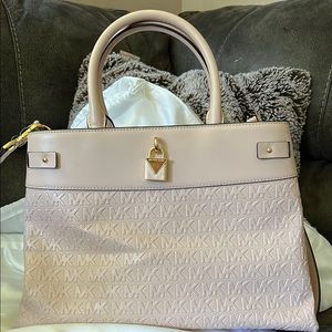 Mauve embossed Michael Kors satchel purse